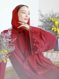 Zakiyya Abaya in Ruby Red