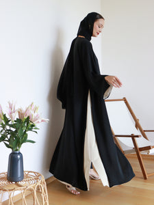 Rawda Abaya in Black & Nude