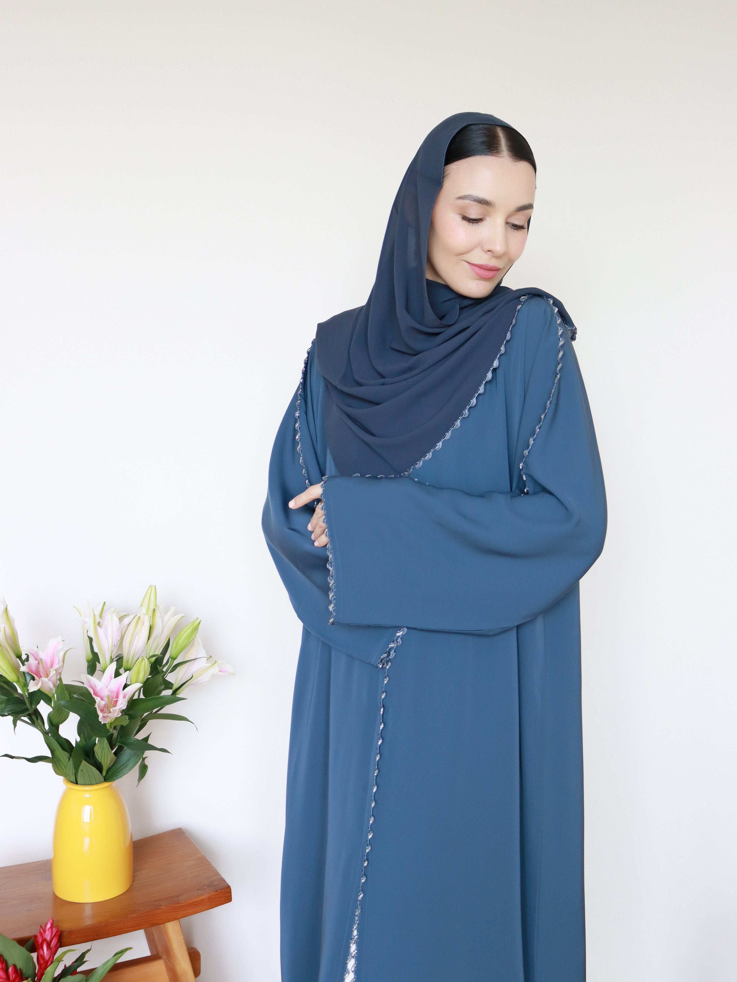 Lana Abaya in Steel Blue