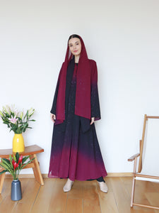 Najma Ombre Abaya in Dark Purple & Black