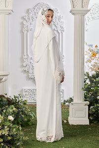 Wirda Lace Abaya in Off White