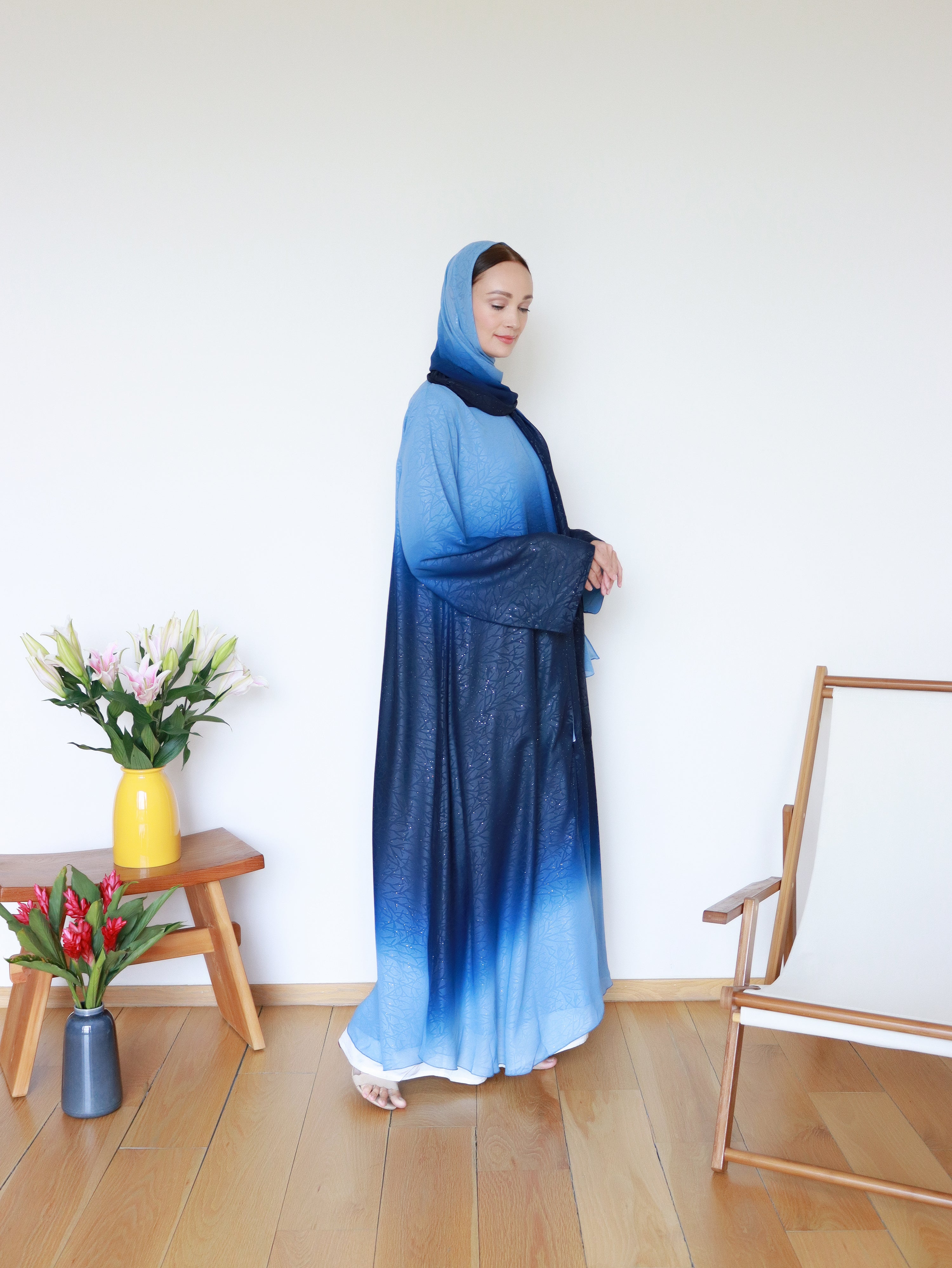 Najma Ombre Abaya 2.0 in Royal Blue