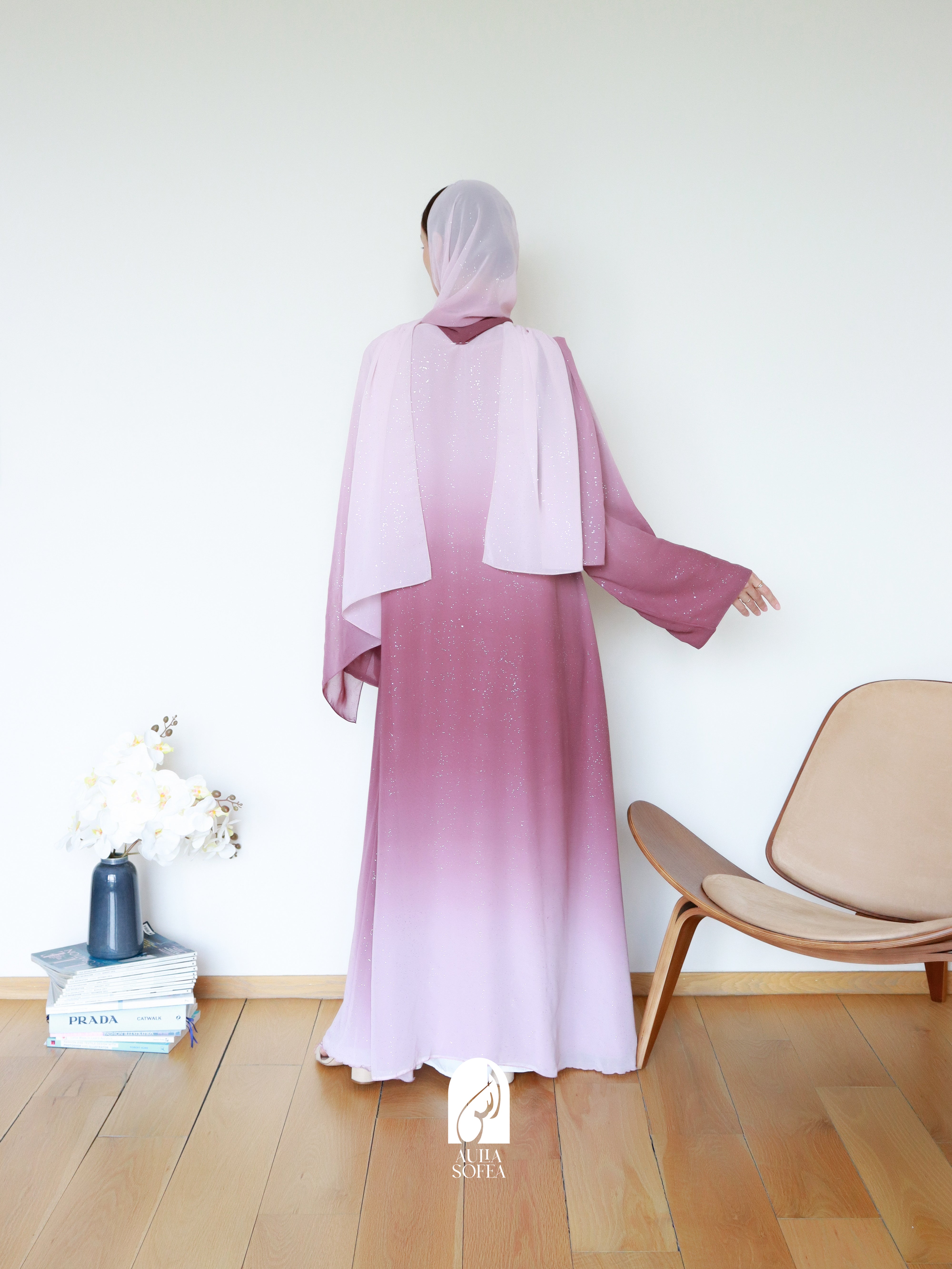 Najma Ombre Abaya in Rosewood