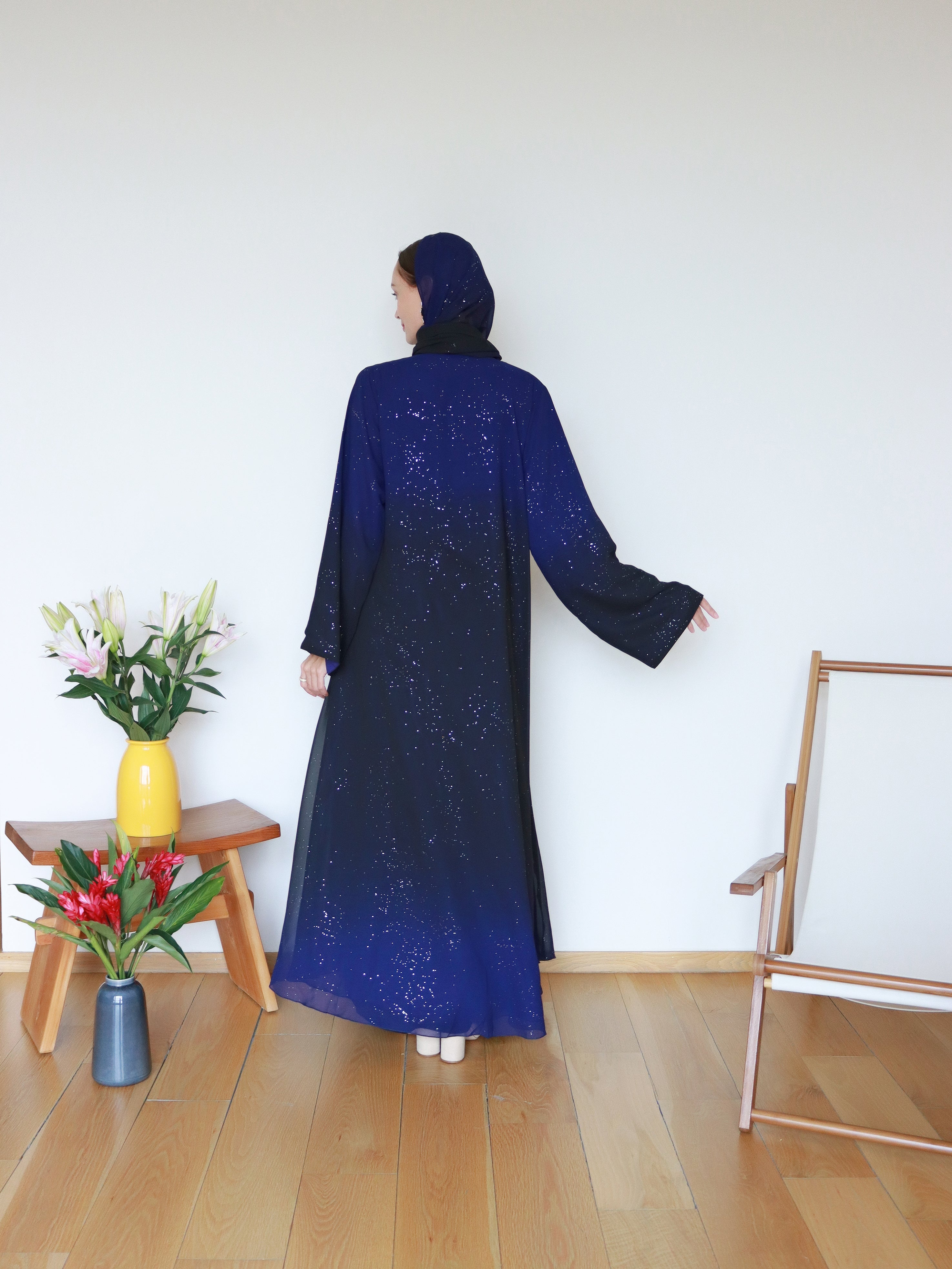 Najma Ombre Abaya in Blue & Black