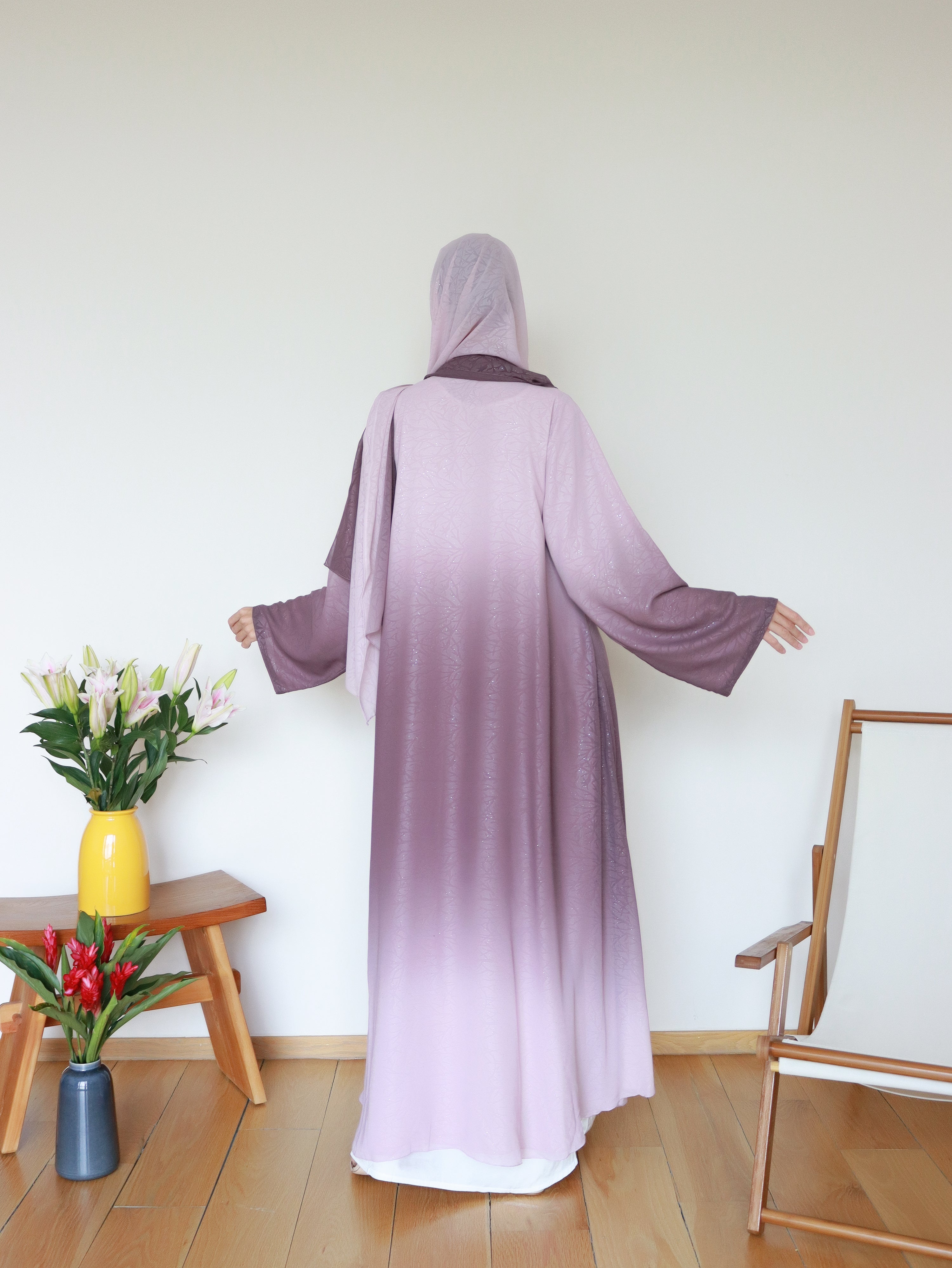 Najma Ombre Abaya 2.0 in Pale Plum