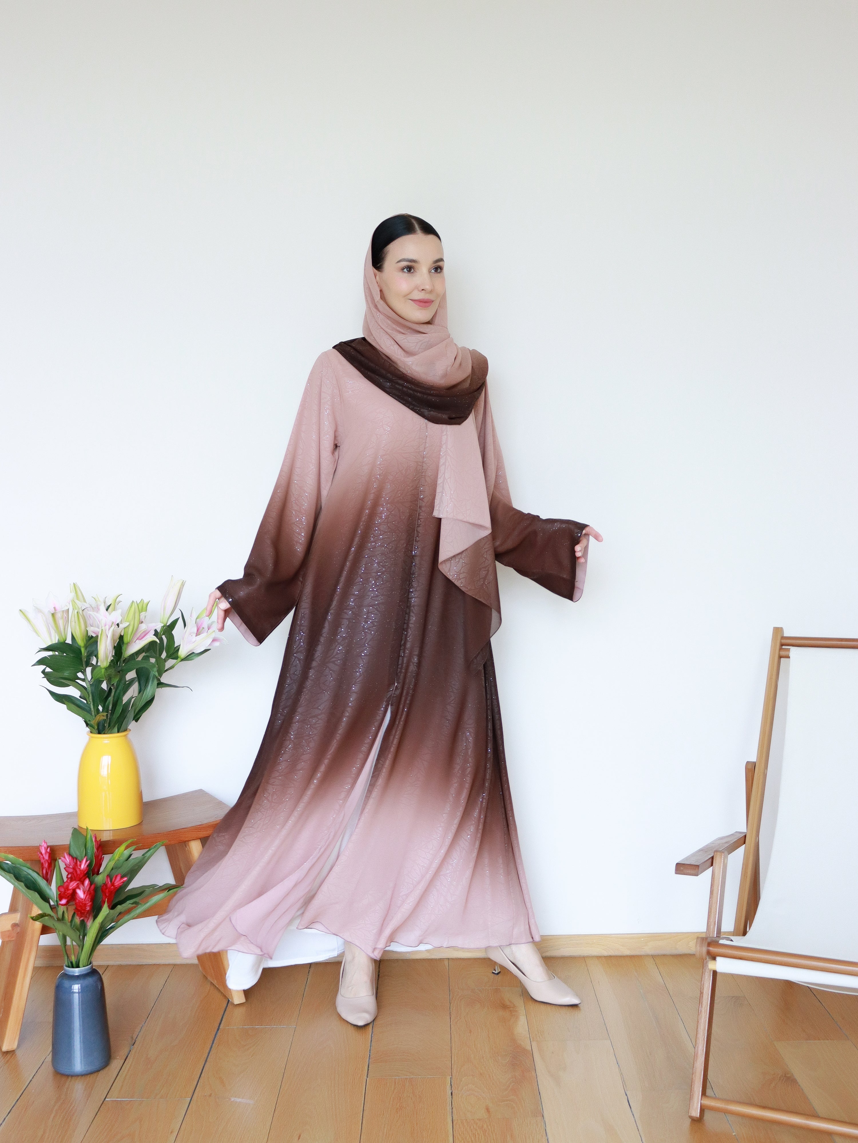 Najma Ombre Abaya 2.0 in Brunette