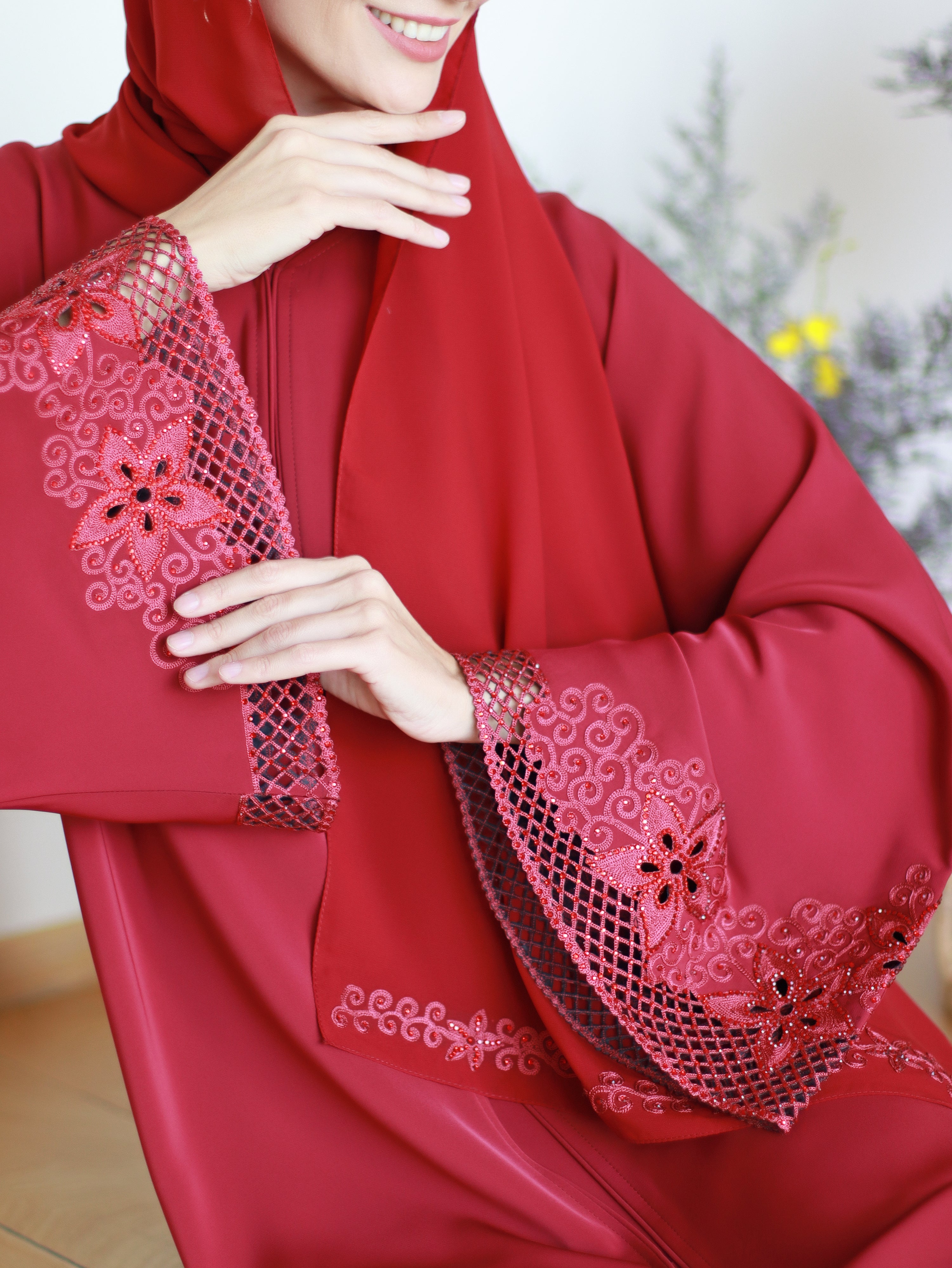 Zakiyya Abaya in Ruby Red