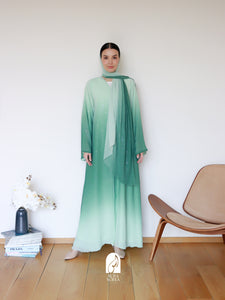 Najma Ombre Abaya in Mint Green