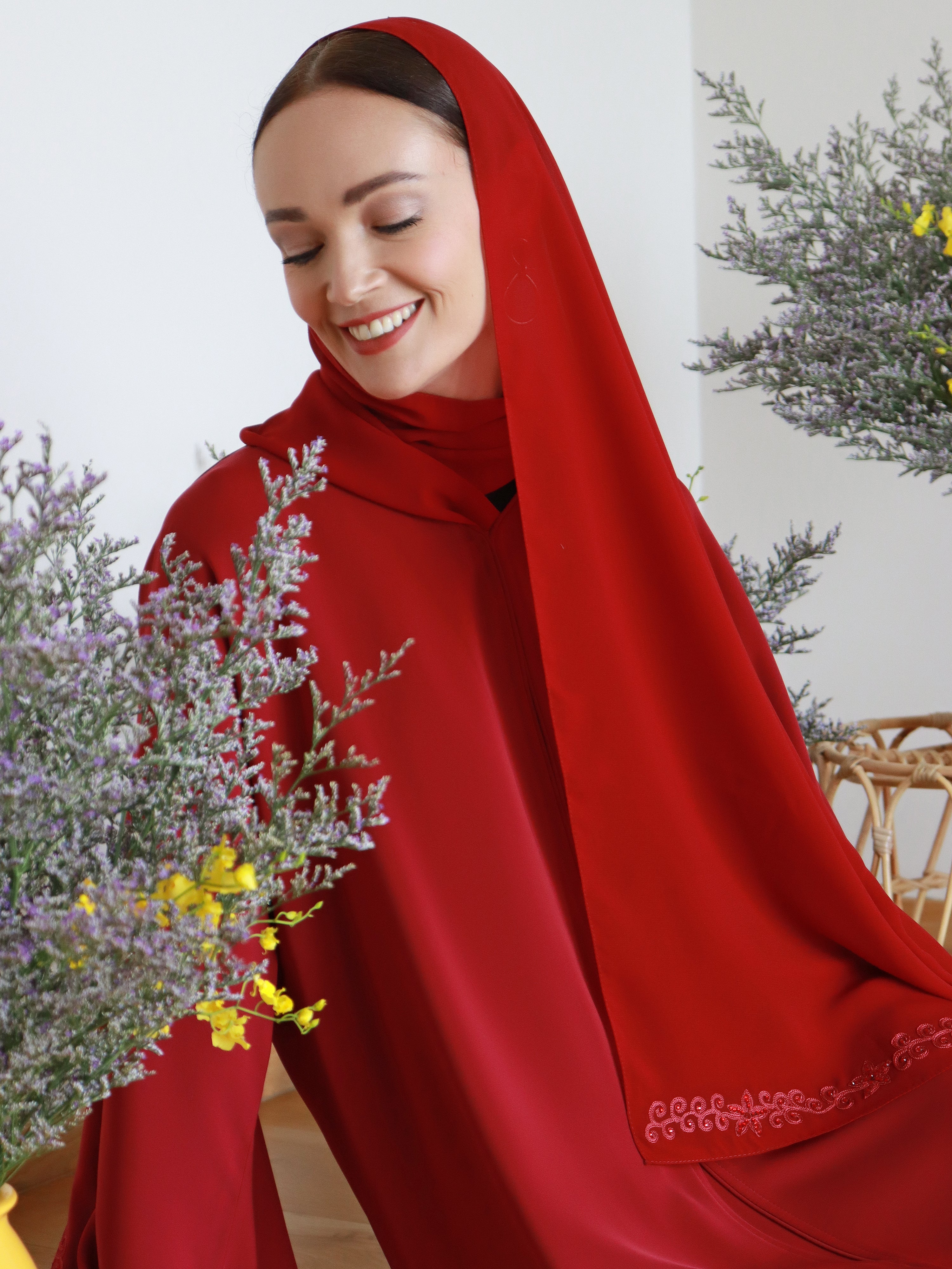 Zakiyya Abaya in Ruby Red