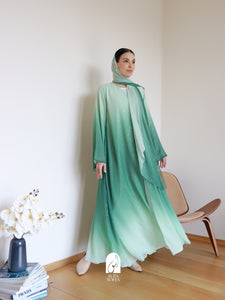 Najma Ombre Abaya in Mint Green