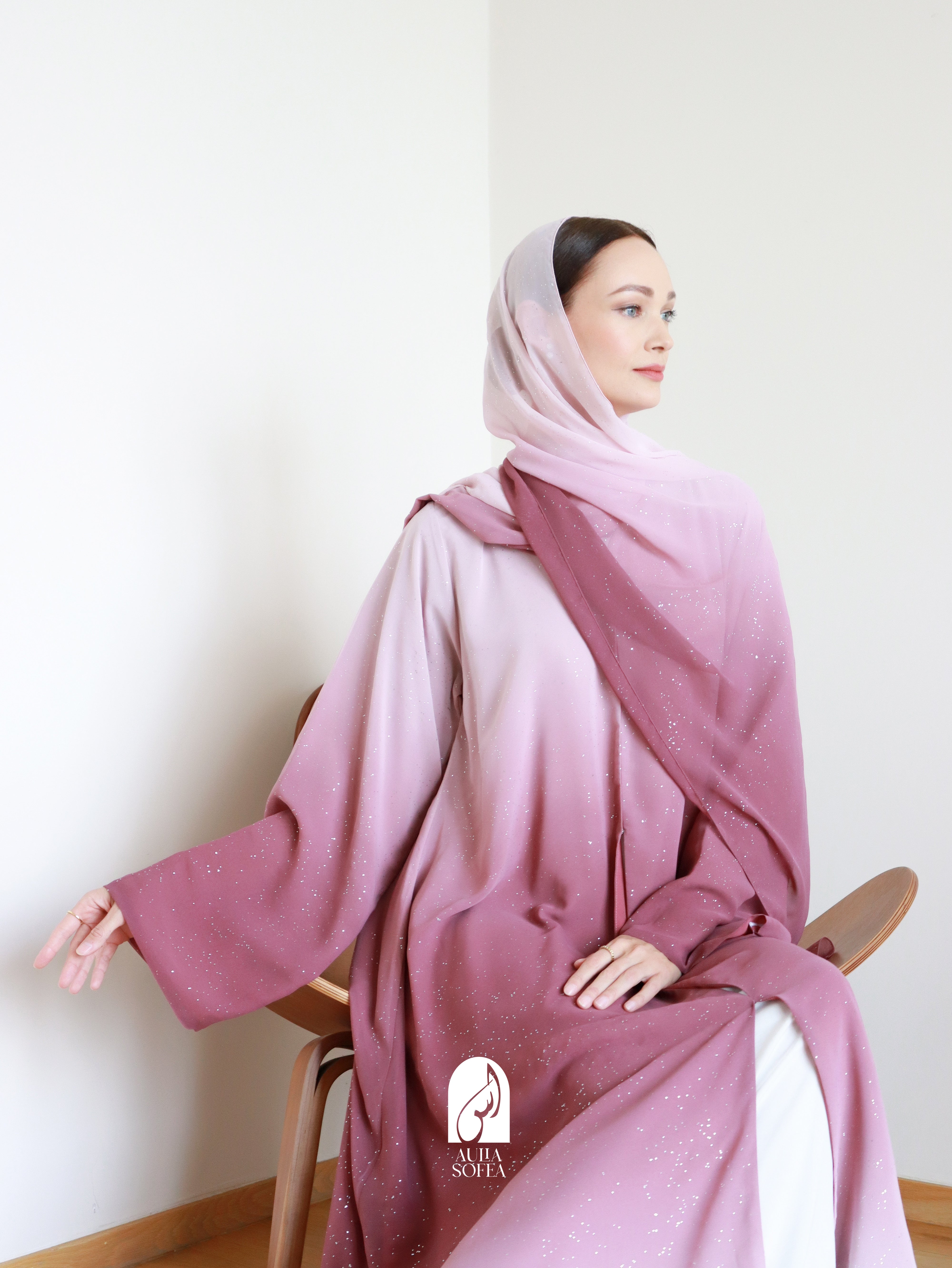 Najma Ombre Abaya in Rosewood