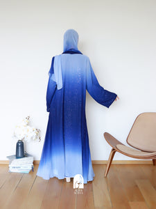 Najma Ombre Abaya in Royal Blue
