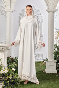 Deena Lace Abaya in Off White