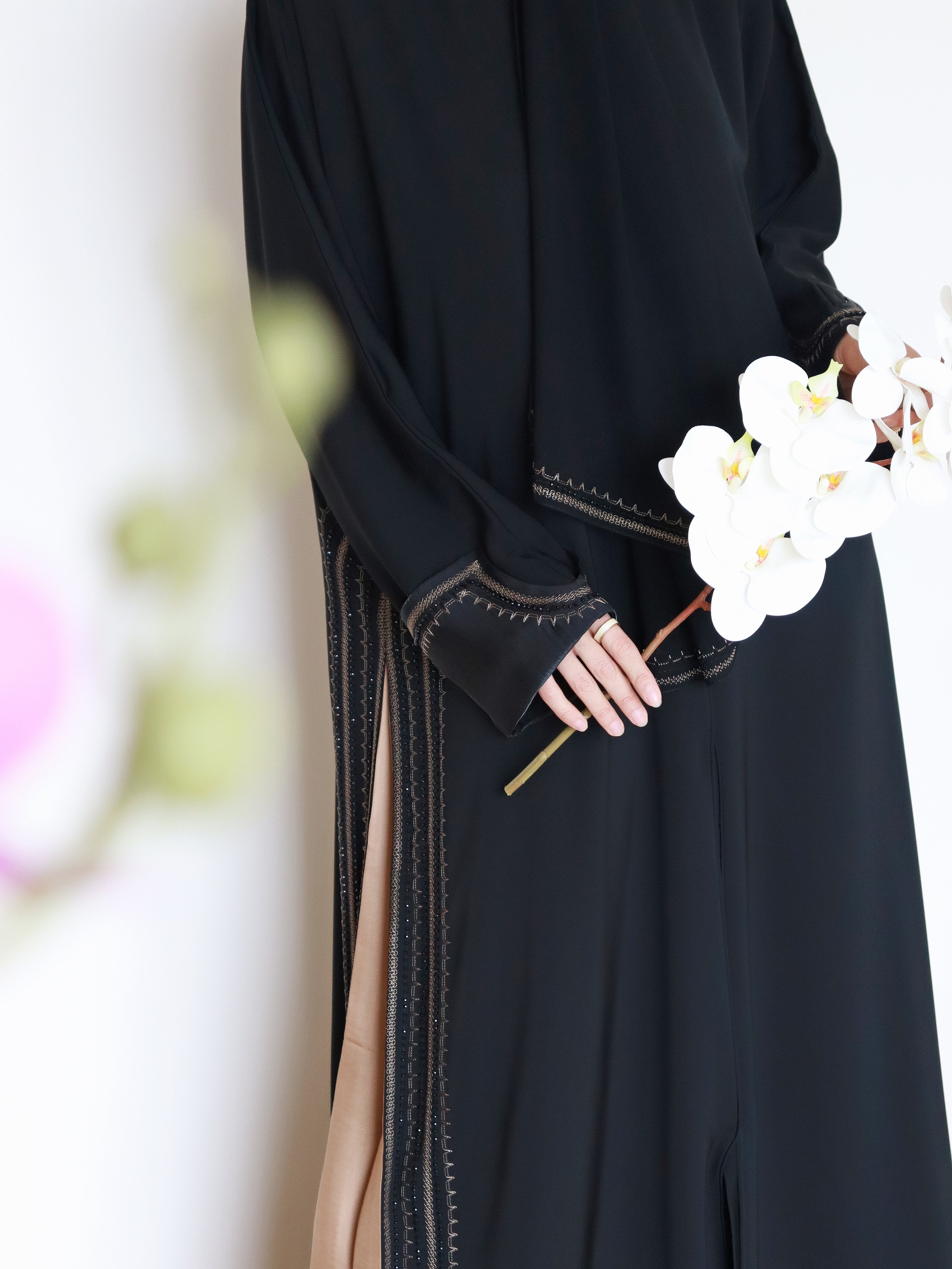 Azraa Abaya in Black & Gold