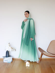 Najma Ombre Abaya in Mint Green