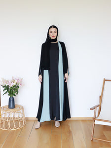 Rawda Abaya in Black & Mint