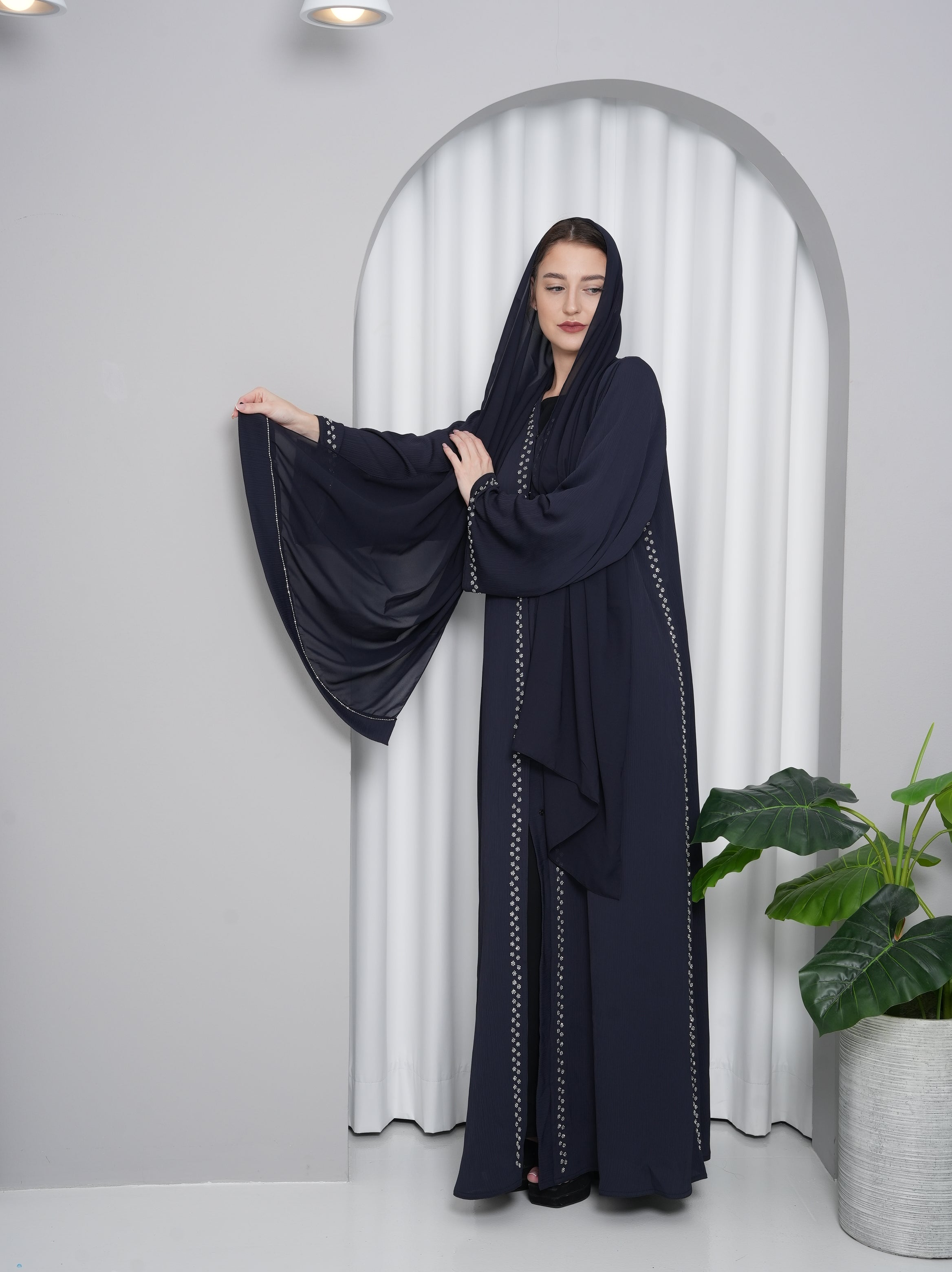 Noor Abaya in Navy Blue