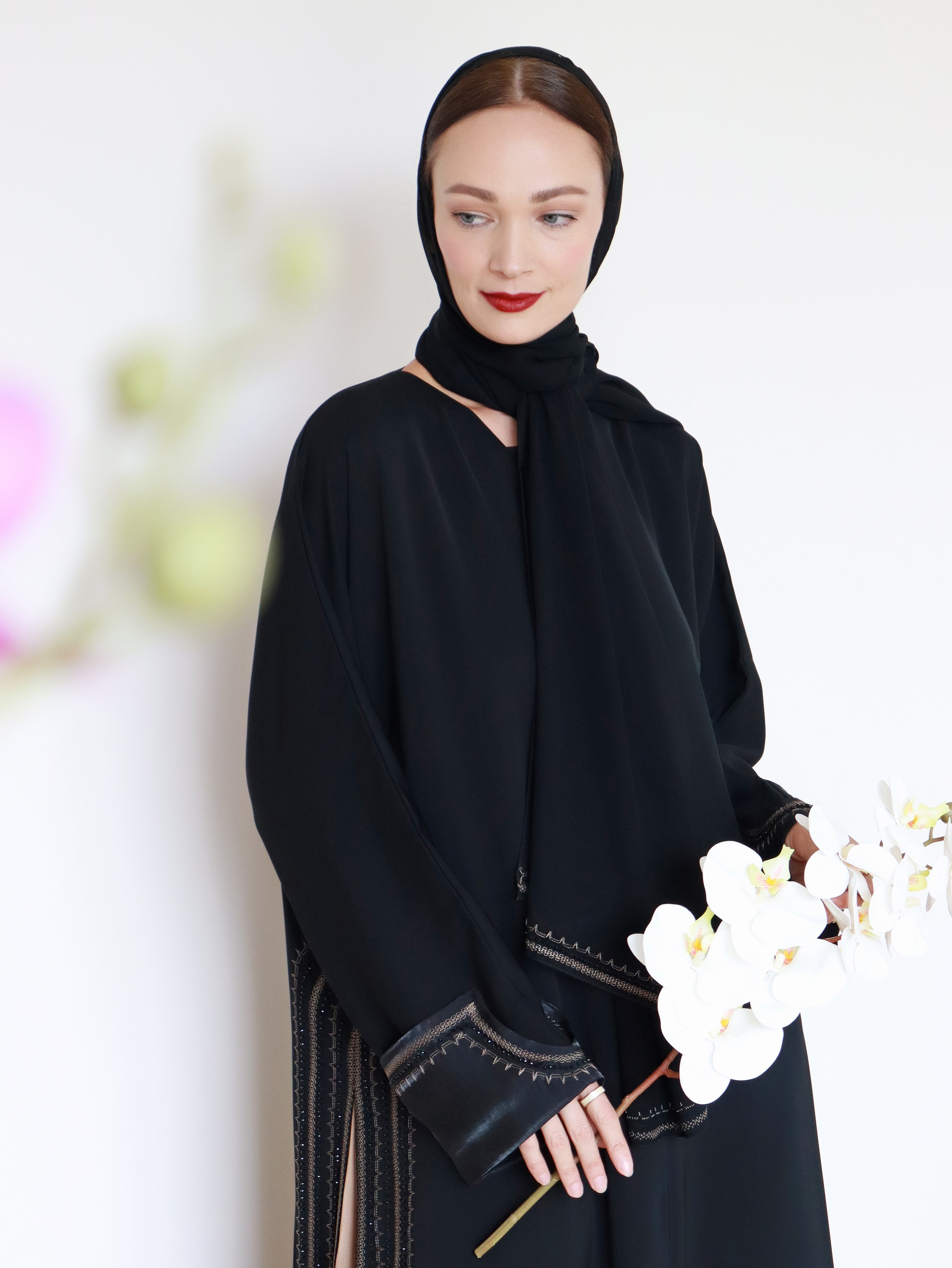 Azraa Abaya in Black & Gold