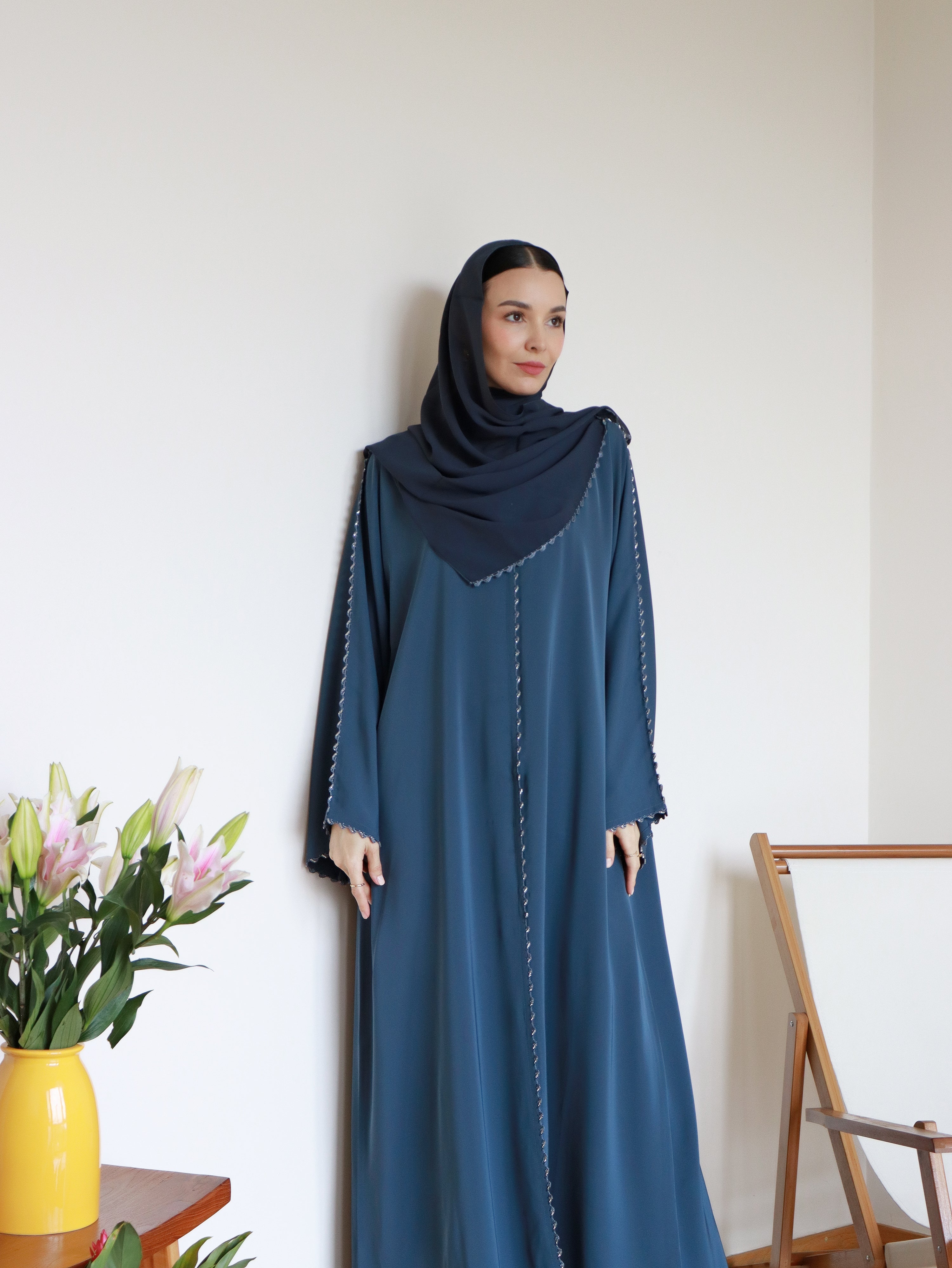 Lana Abaya in Steel Blue