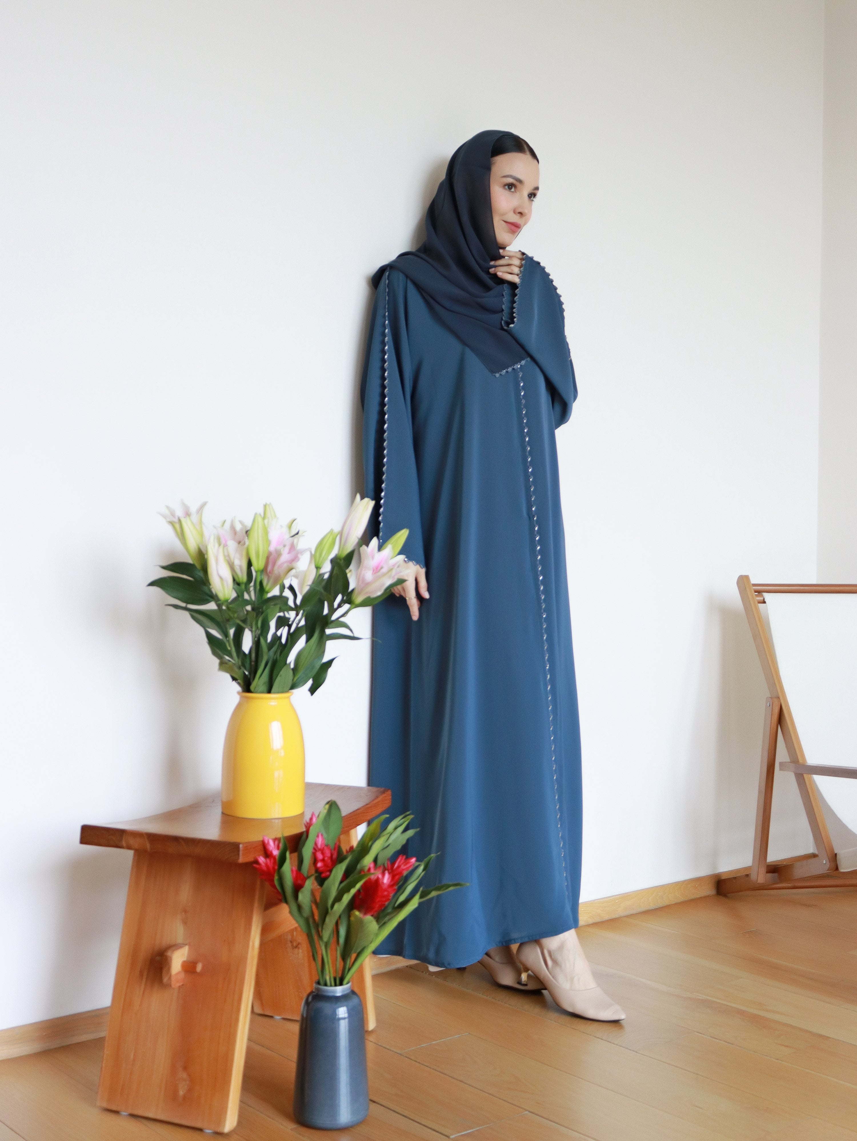 Lana Abaya in Steel Blue