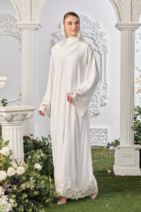 Deena Lace Abaya in Off White