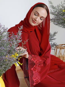 Zakiyya Abaya in Ruby Red