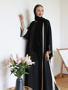 Rawda Abaya in Black & Nude