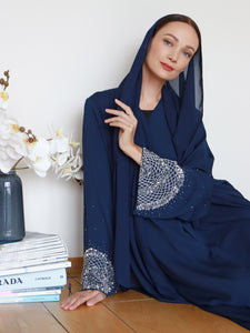 Nuhaa Abaya in Navy Blue