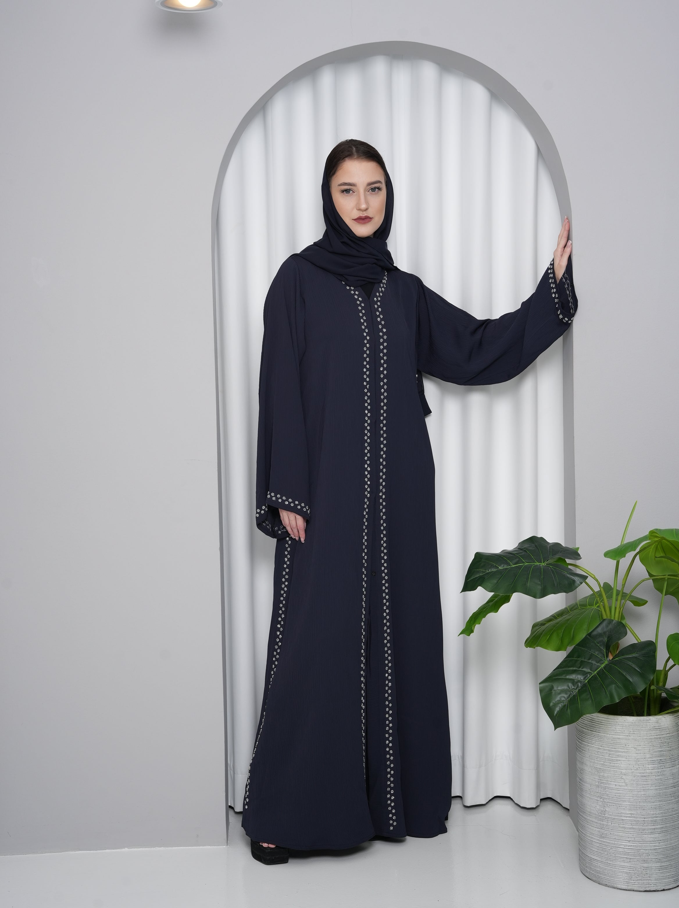 Noor Abaya in Navy Blue