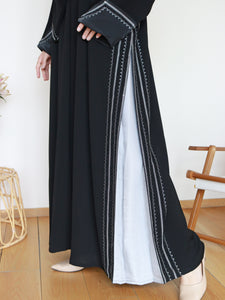 Azraa Abaya in Black & Silver