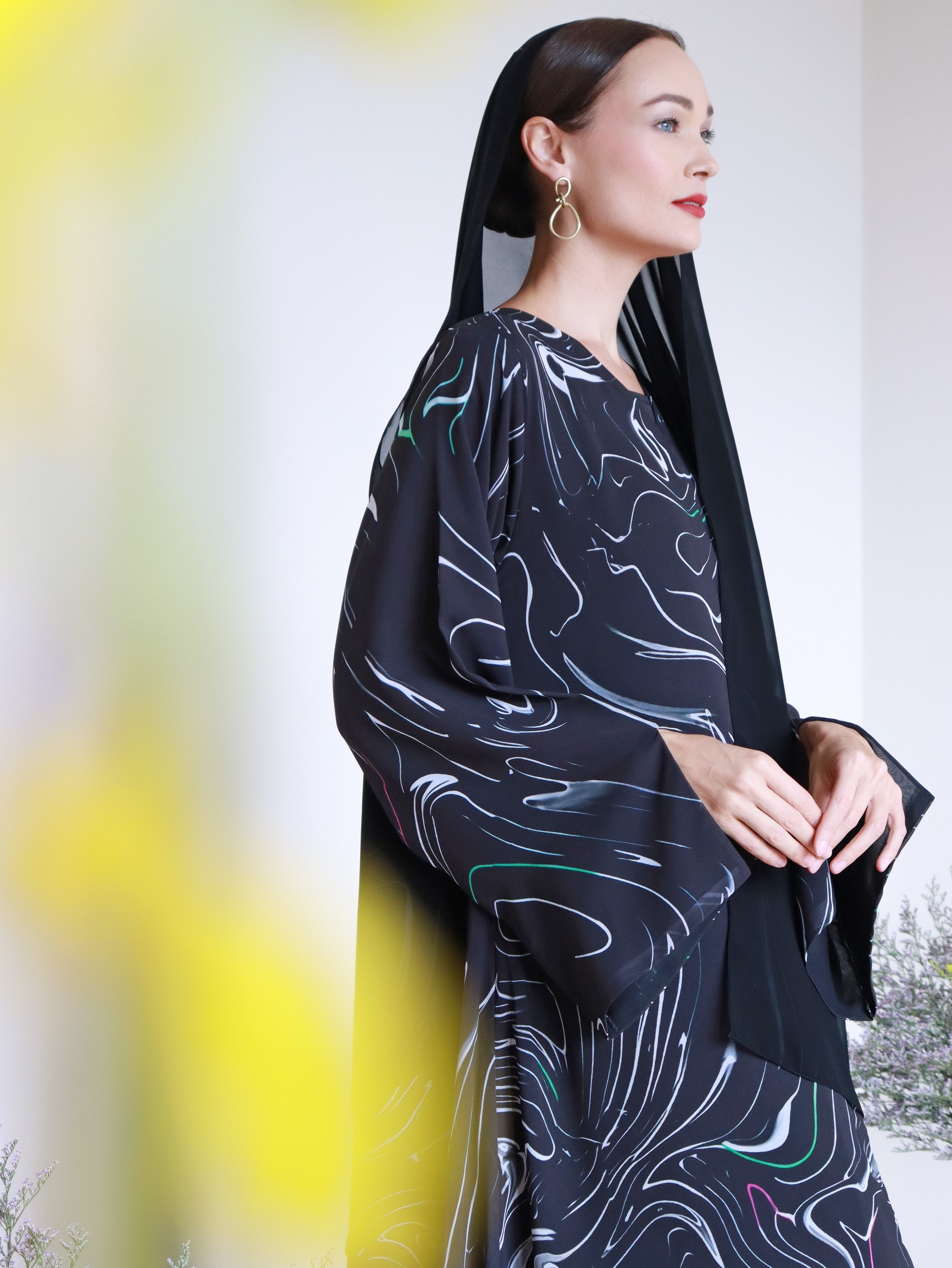 Keisha Printed Chiffon Abaya