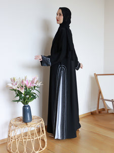 Azraa Abaya in Black & Silver