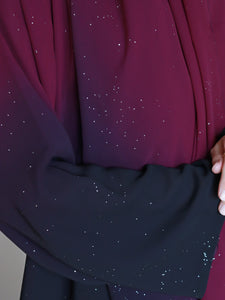 Najma Ombre Abaya in Dark Purple & Black