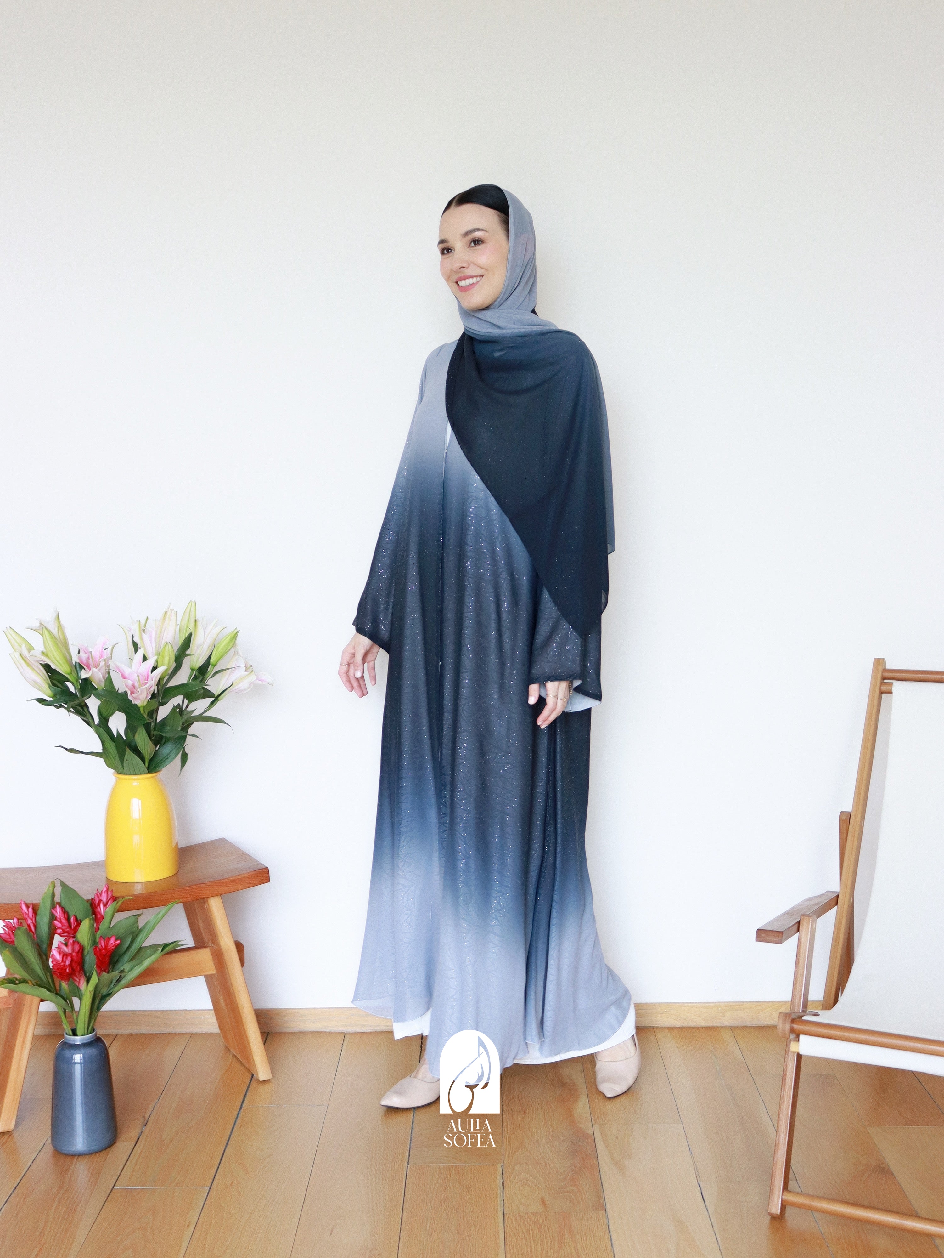 Najma Ombre Abaya 2.0 in Grey