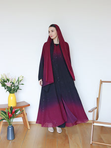 Najma Ombre Abaya in Dark Purple & Black