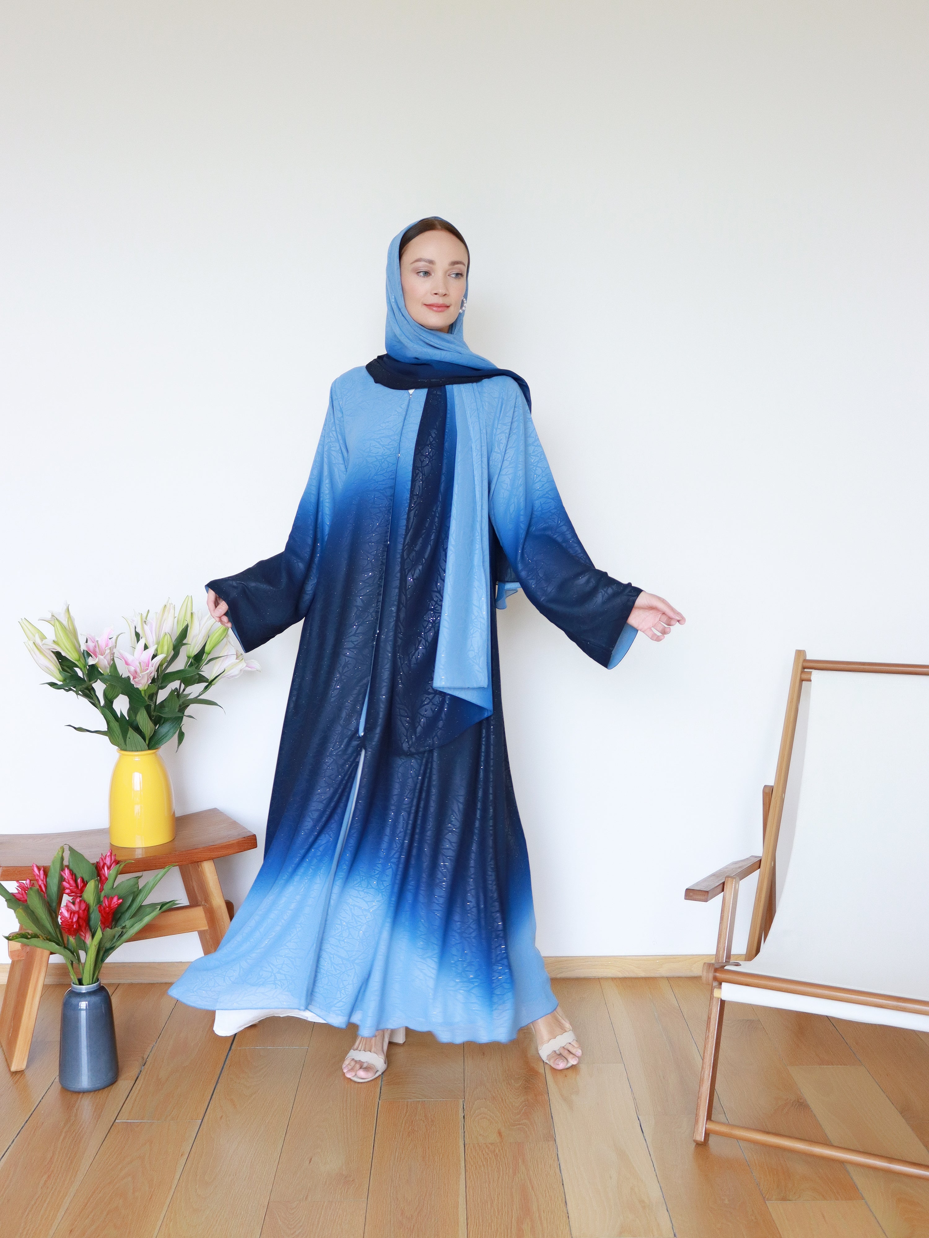 Najma Ombre Abaya 2.0 in Royal Blue