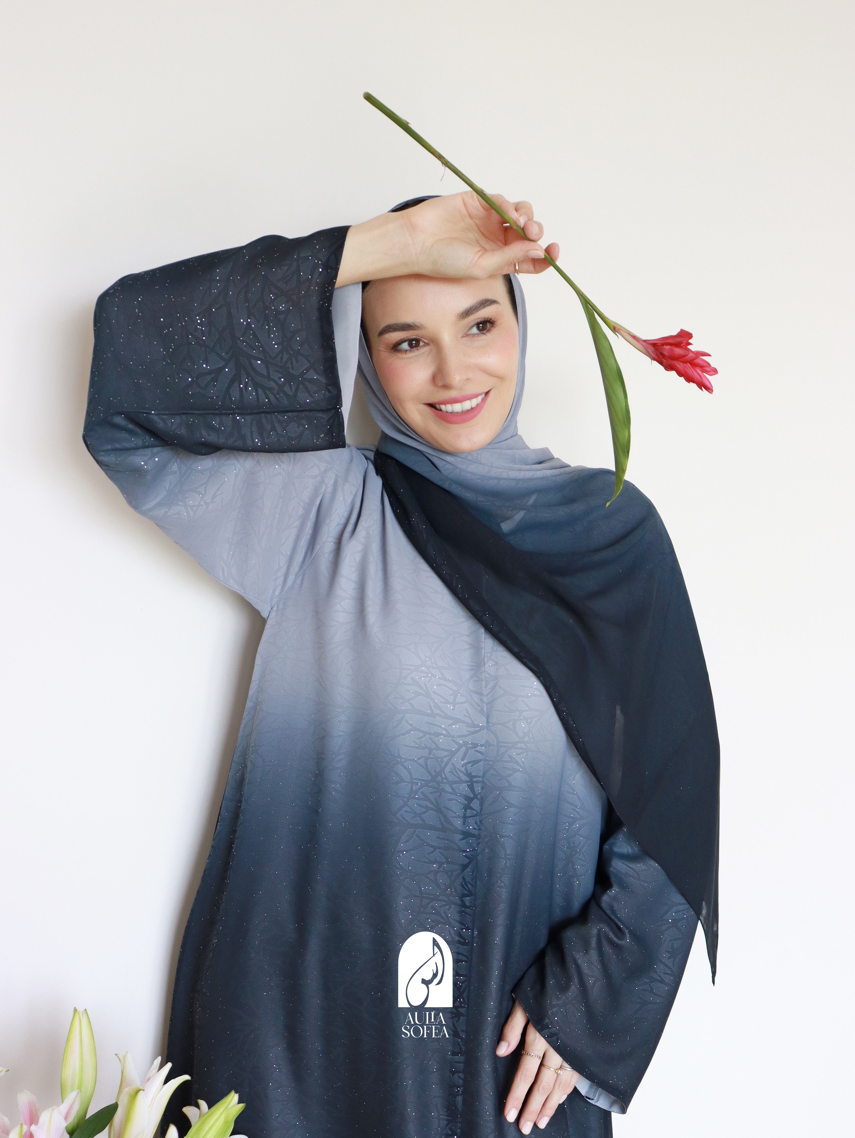 Najma Ombre Abaya 2.0 in Grey