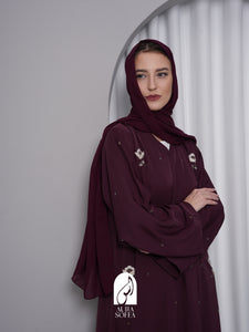 Qalisha Abaya in Maroon￼