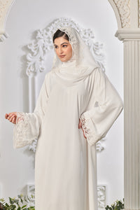 Ameena Lace Abaya in Off White