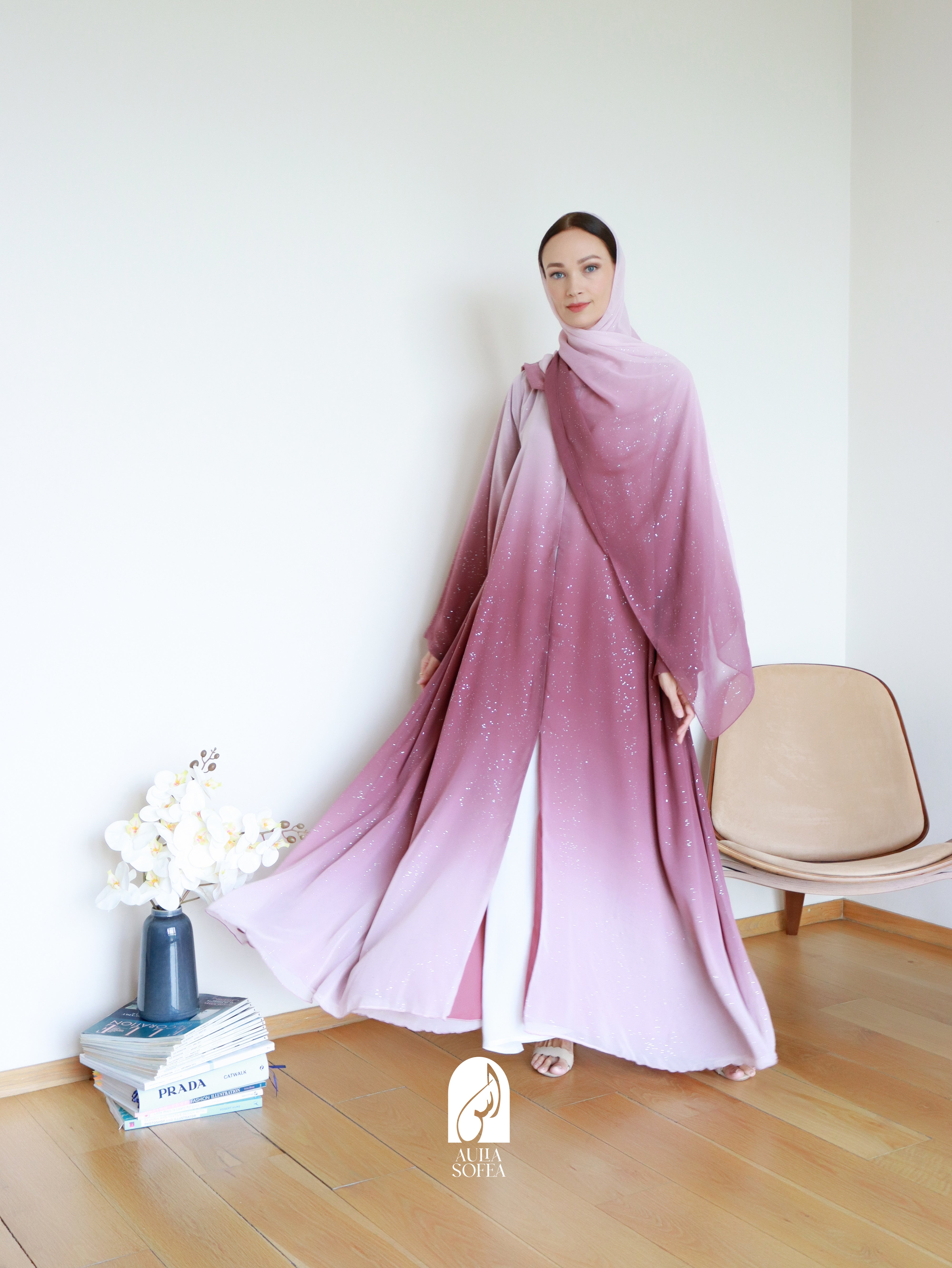 Najma Ombre Abaya in Rosewood