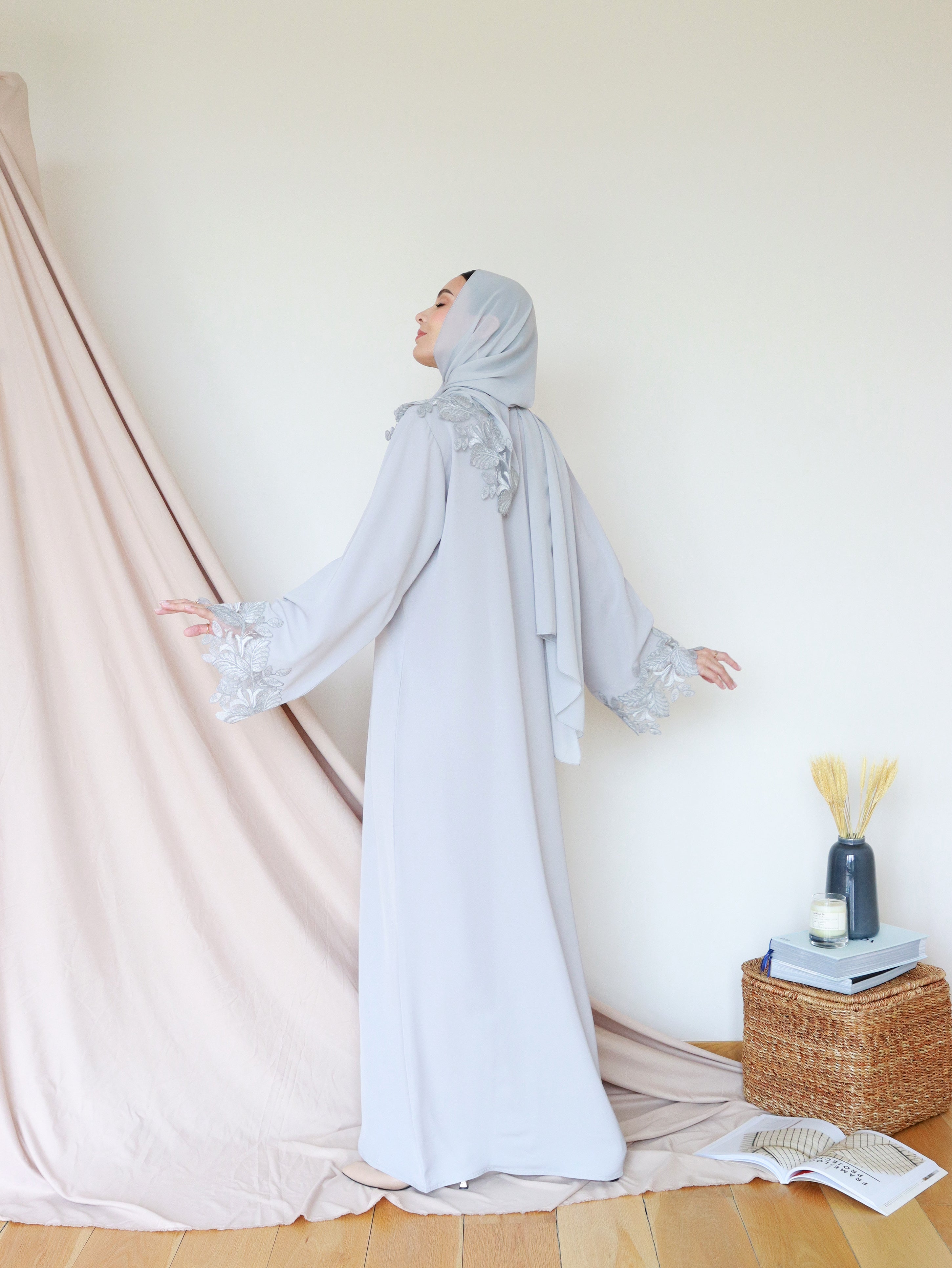 Lilia Abaya in Light Grey