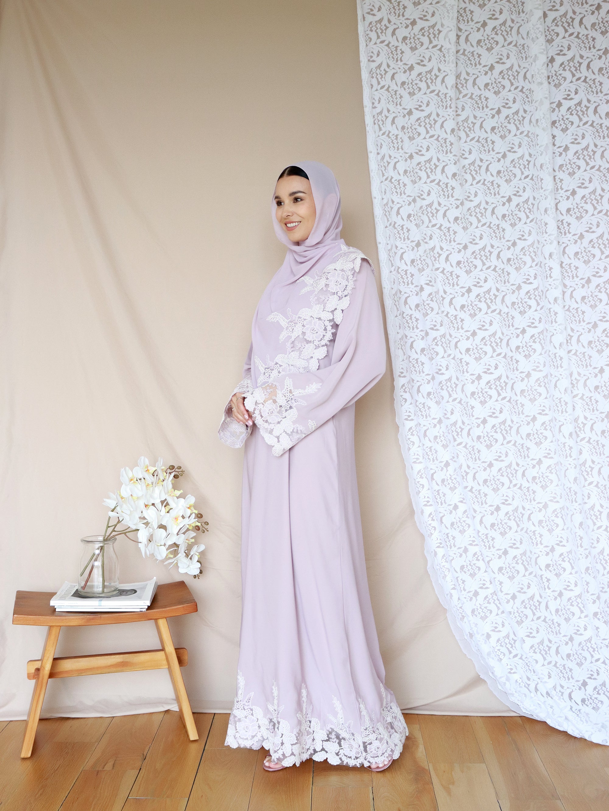 Fouzia Abaya in Dusty Lilac