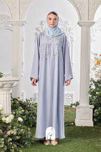 Saafia Abaya in Dusty Blue