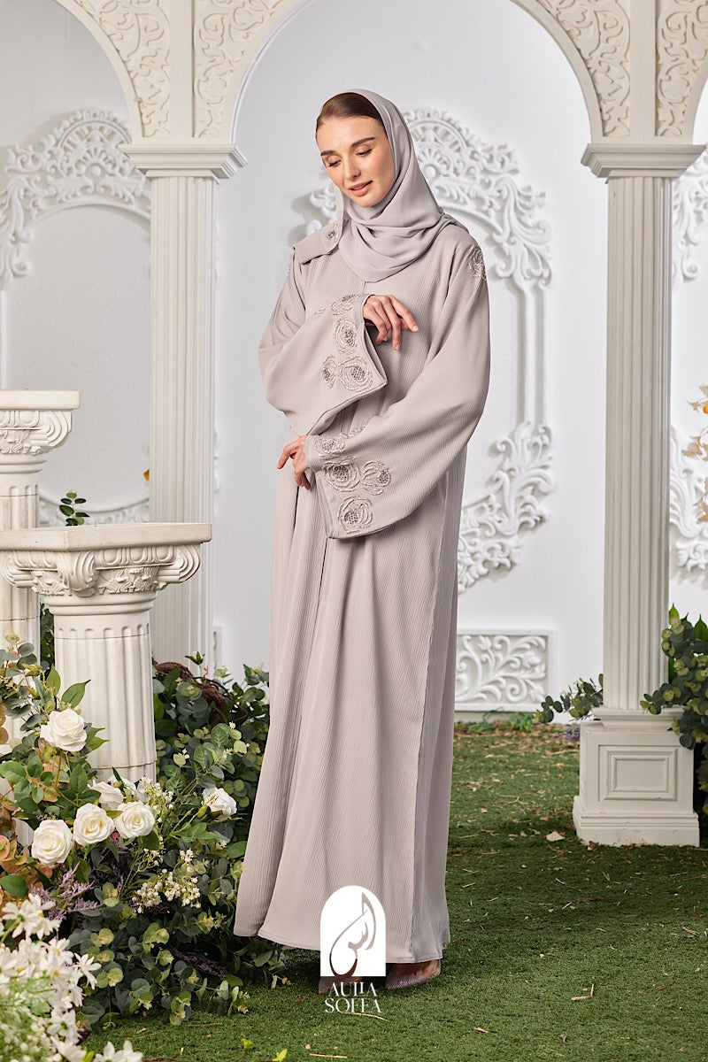 Warda Abaya in Light Grey