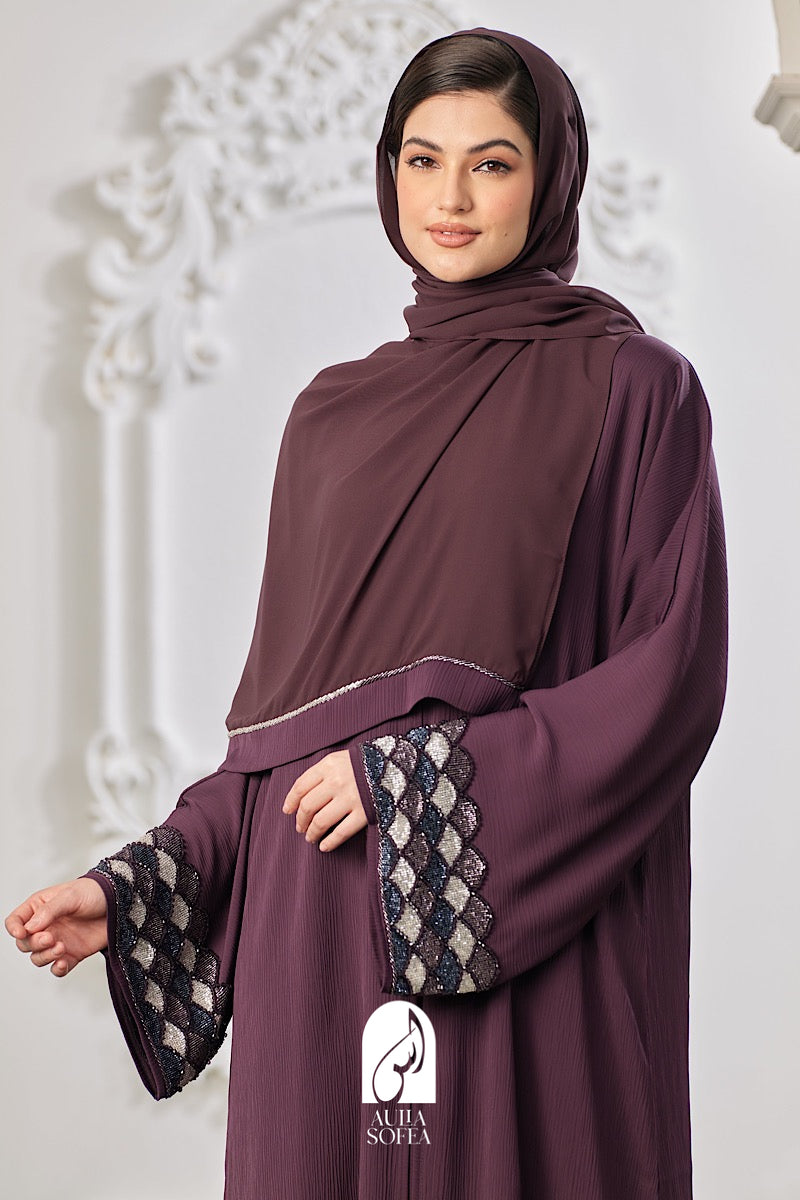 Afsha Abaya in Dark Plum