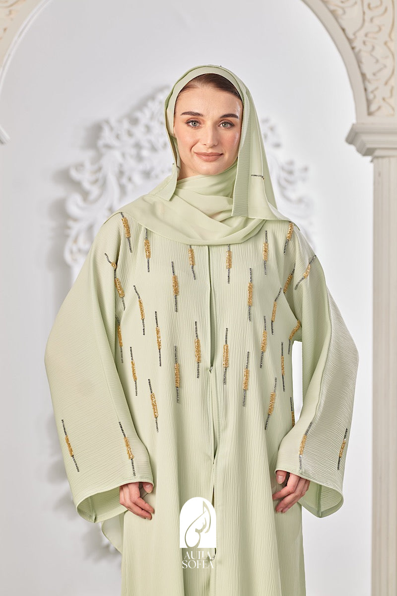 Inaara Abaya in Pastel Mint