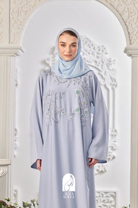 Saafia Abaya in Dusty Blue