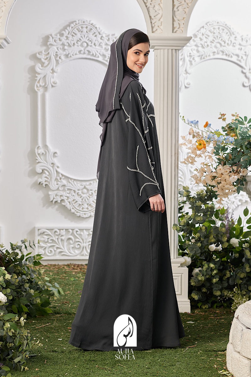 Daniya Abaya in Dark Grey