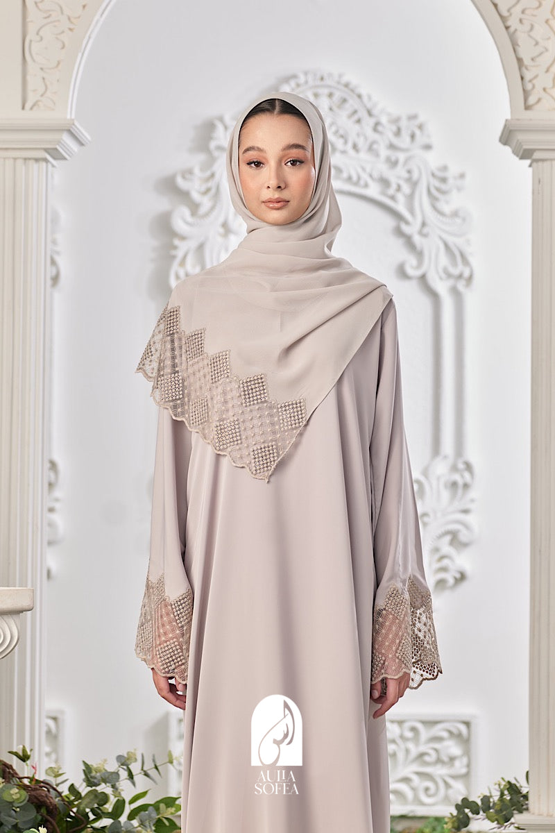 Amalia Abaya in Light Grey