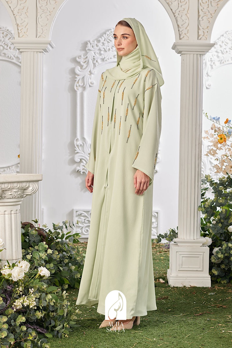 Inaara Abaya in Pastel Mint